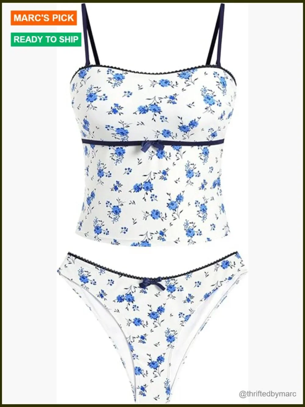 Tummy Control Tankini Set High Cut Two Piece Bow Tie Side